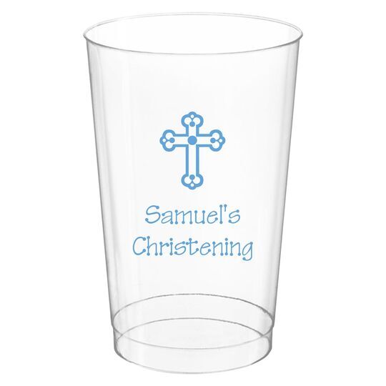 Ornate Cross Clear Plastic Cups